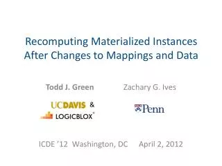 Recomputing Materialized Instances After Changes to Mappings and Data