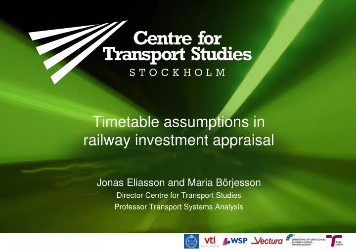 timetable assumptions in railway investment appraisal