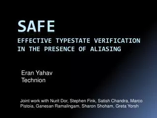 safe Effective typestate verification in the presence of aliasing