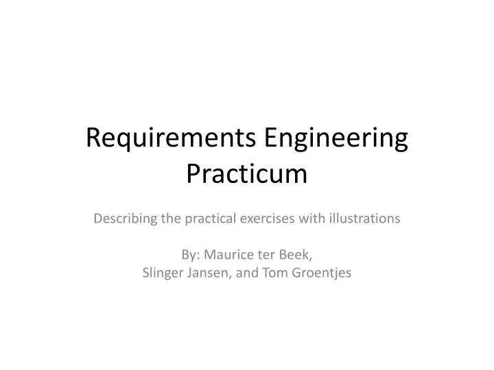 requirements engineering practicum