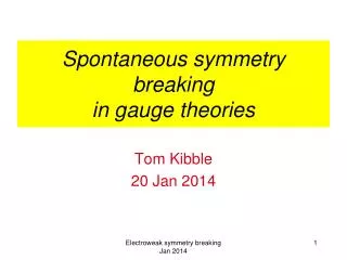 Spontaneous symmetry breaking in gauge theories