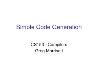 Simple Code Generation