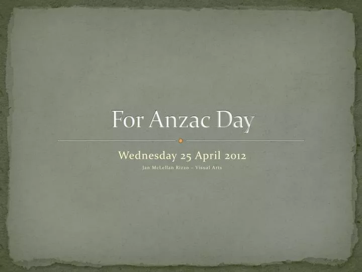 for anzac day