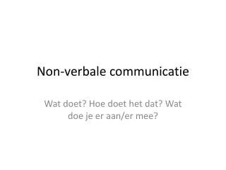 non verbale communicatie