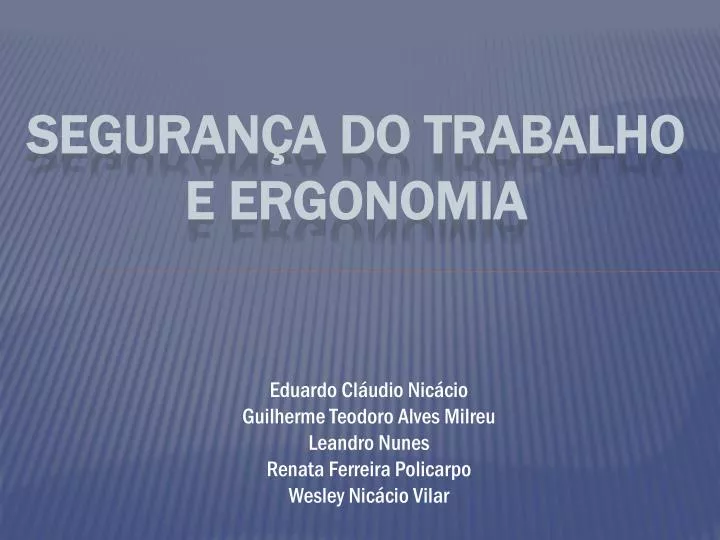 seguran a do trabalho e ergonomia