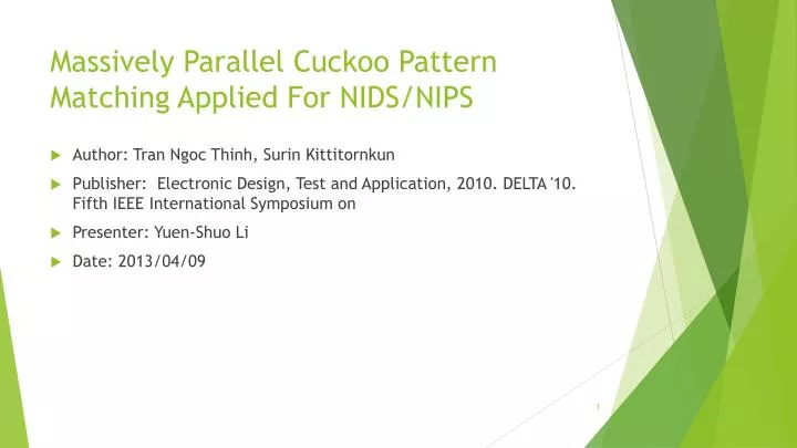 massively parallel cuckoo pattern matching applied for nids nips