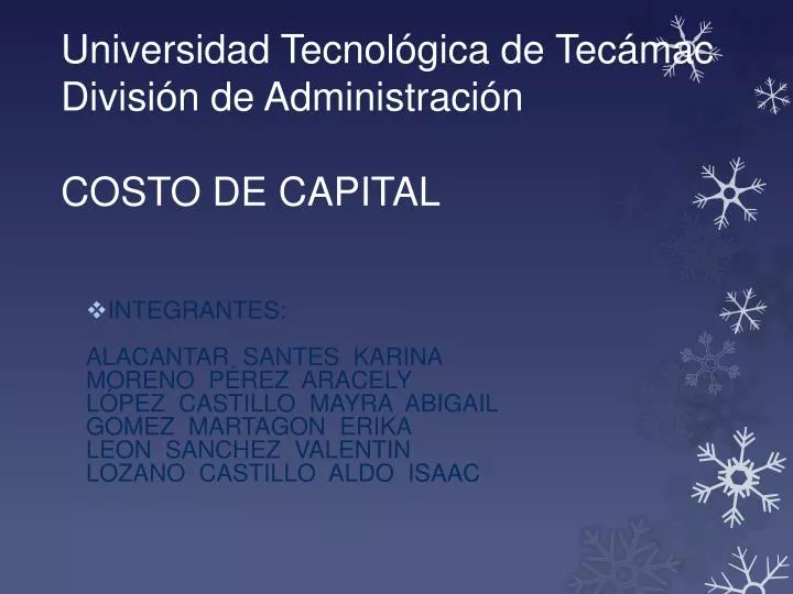 universidad tecnol gica de tec mac divisi n de administraci n costo de capital