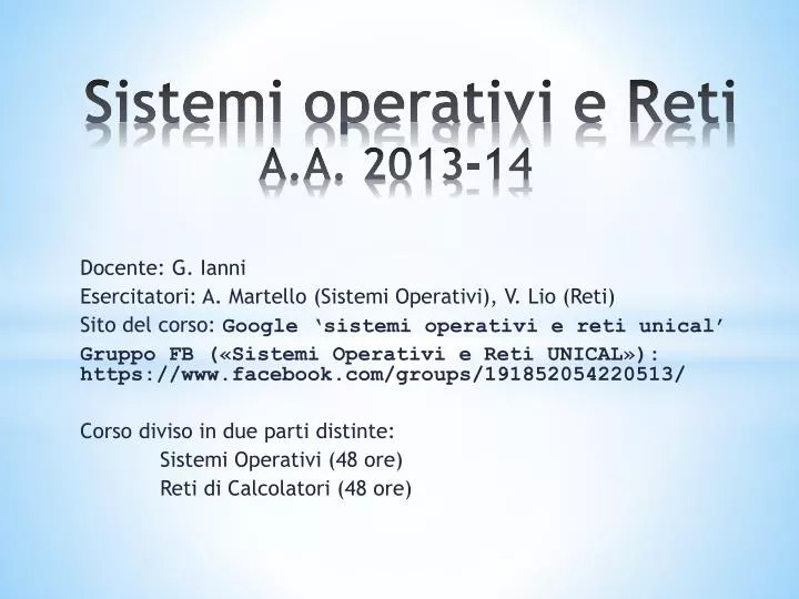 sistemi operativi e reti a a 2013 14