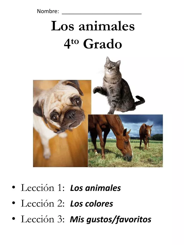 los animales 4 to grado