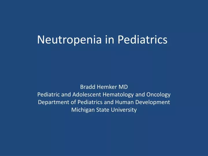 neutropenia in pediatrics