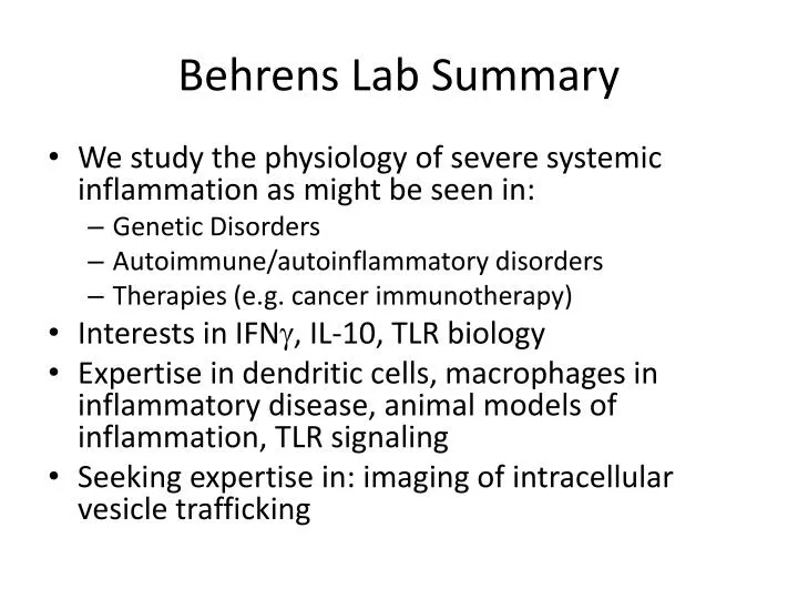 behrens lab summary