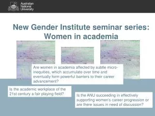 New Gender Institute seminar series: Women in academia