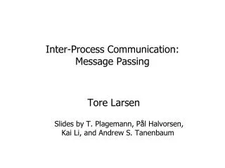 Inter-Process Communication: Message Passing