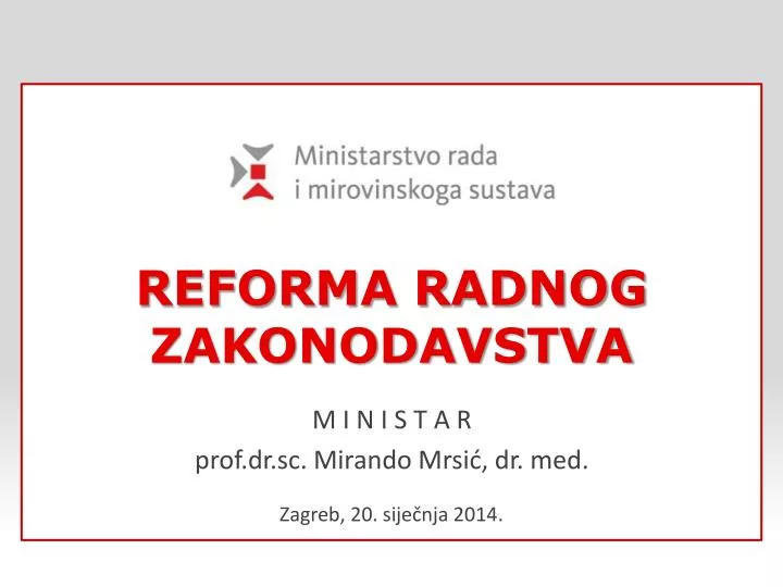 reforma radnog zakonodavstva