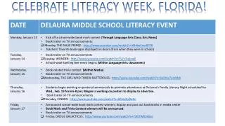 CELEBRATE LITERACY WEEK, FLORIDA!