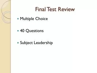 Final Test Review
