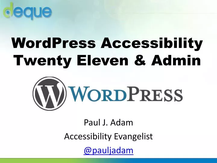 wordpress accessibility twenty eleven admin