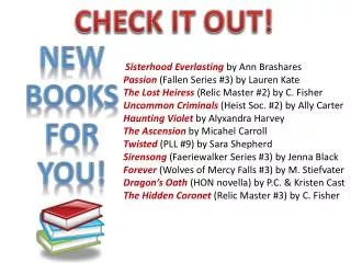 NEW BOOKS For you!