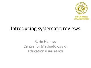 Introducing systematic reviews