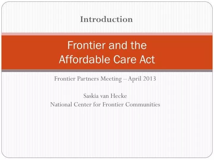 frontier and the affordable care act