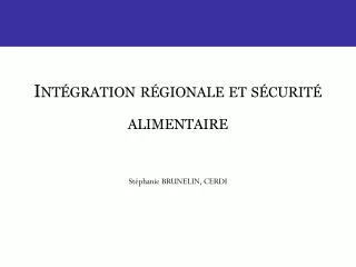 int gration r gionale et s curit alimentaire