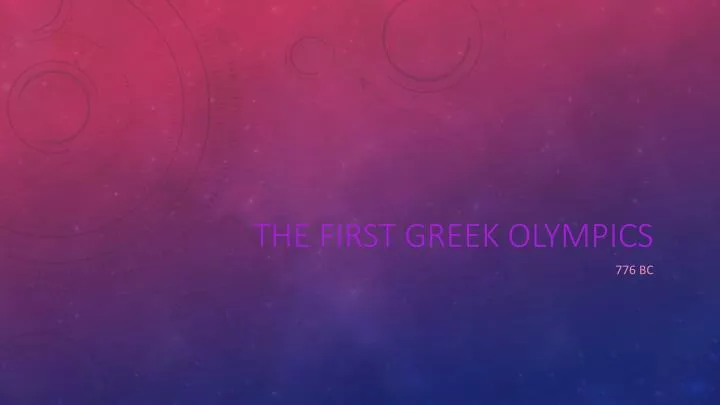 the first greek olympics