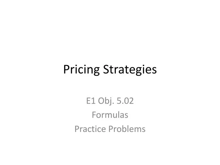 pricing strategies