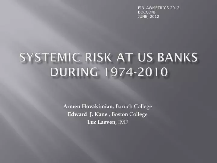 systemic risk at us banks during 1974 2010