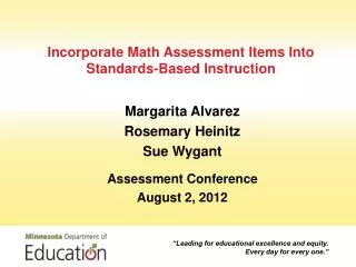 Incorporate Math Assessment Items Into Standards-Based Instruction