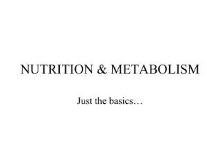 nutrition metabolism