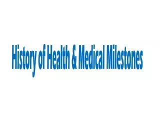 History of Health &amp; Medical Milestones