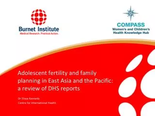 Adolescent fertility and family planning in East Asia and the Pacific: a review of DHS reports