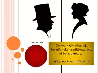 On your whiteboard, describe the traditional role of both genders. Why are they different?