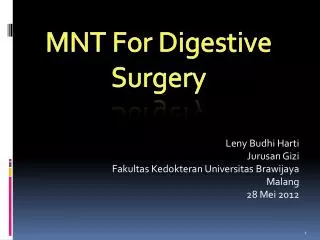 MNT For Digestive Surgery