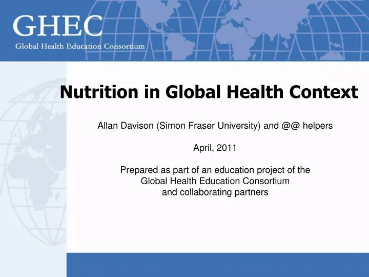 nutrition in global health context