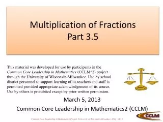 Multiplication of Fractions Part 3.5