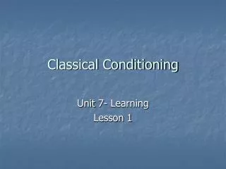 Classical Conditioning