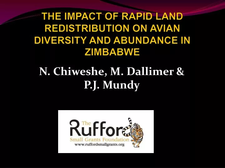 the impact of rapid land redistribution on avian diversity and abundance in zimbabwe