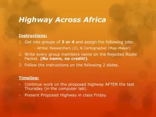 Highway Across Africa