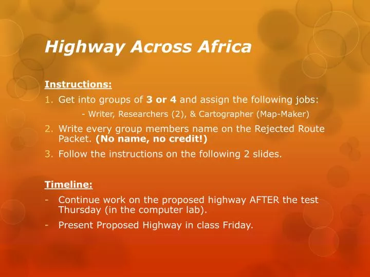 highway across africa