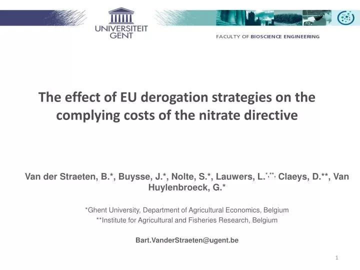 the effect of eu derogation strategies on the complying costs of the nitrate directive