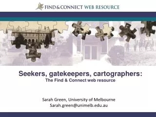 Sarah Green, University of Melbourne Sarah.green@unimelb.edu.au