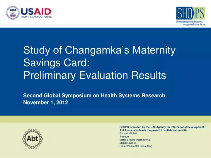 study of changamka s maternity savings card preliminary evaluation results