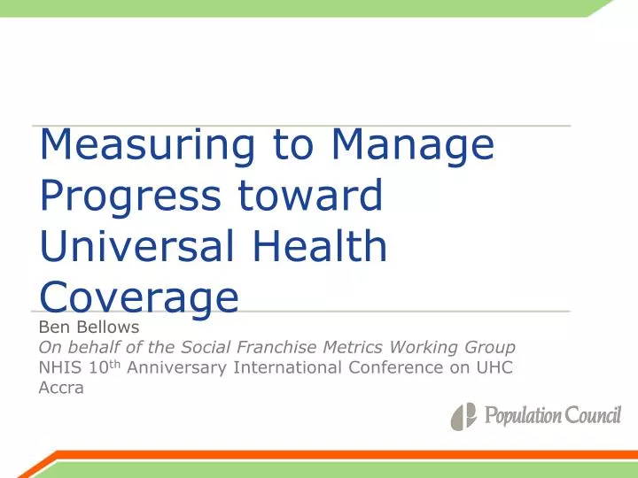 measuring to manage progress toward universal health coverage