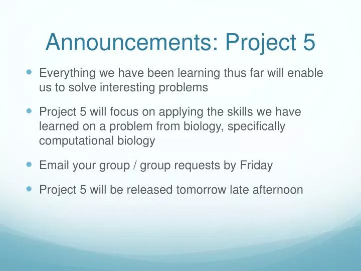 announcements project 5