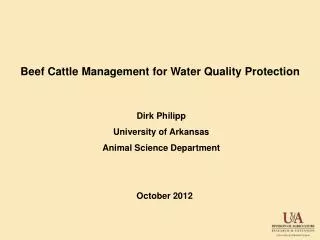 Beef Cattle Management for Water Quality Protection
