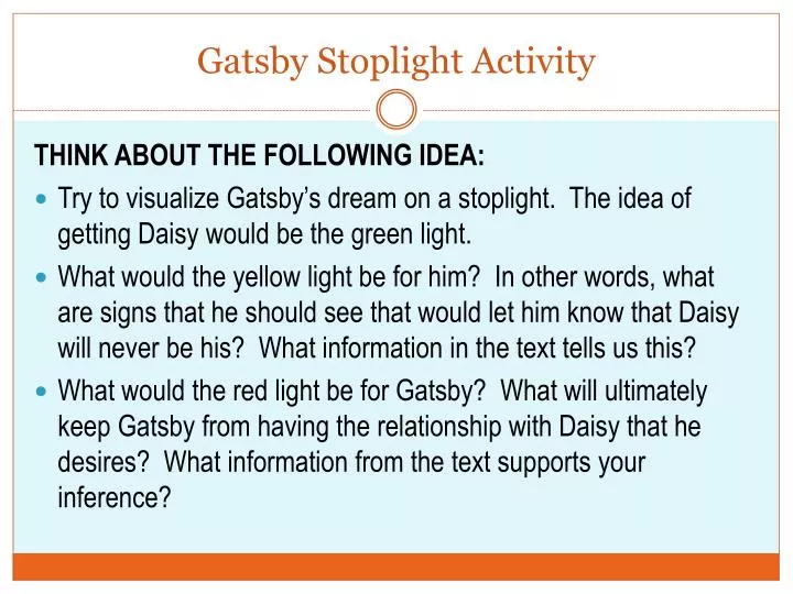 gatsby stoplight activity