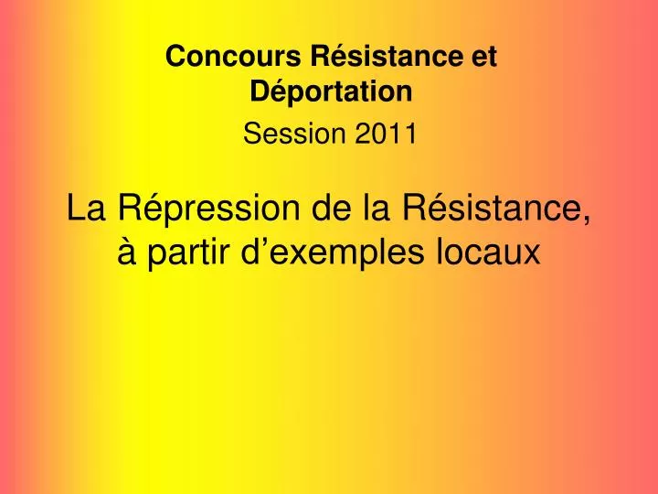 la r pression de la r sistance partir d exemples locaux