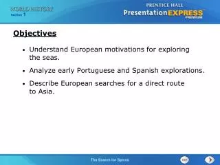 Understand European motivations for exploring the seas .