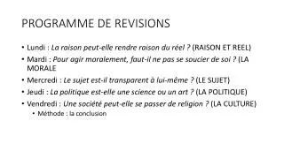 programme de revisions